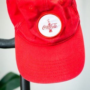 Coca-Cola Embroidered Patch Canvas Dad Hat (RED)